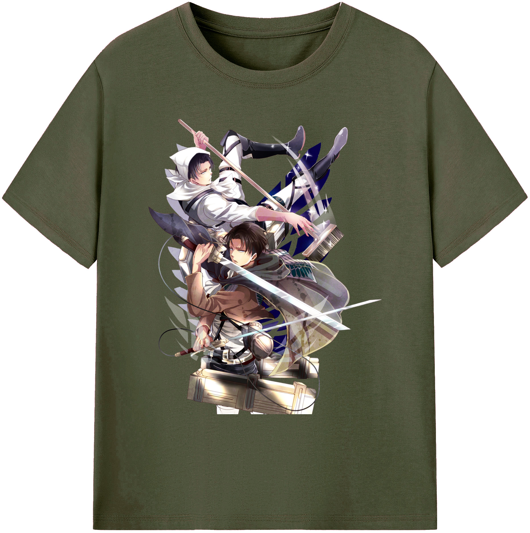 （画像用） 進撃の巨人 リヴァイ·アッカーマン Attack on Titan Levi Ackerman 綿100％ メンズ半袖Tシャツ｜肌触りやわらか＆通気性